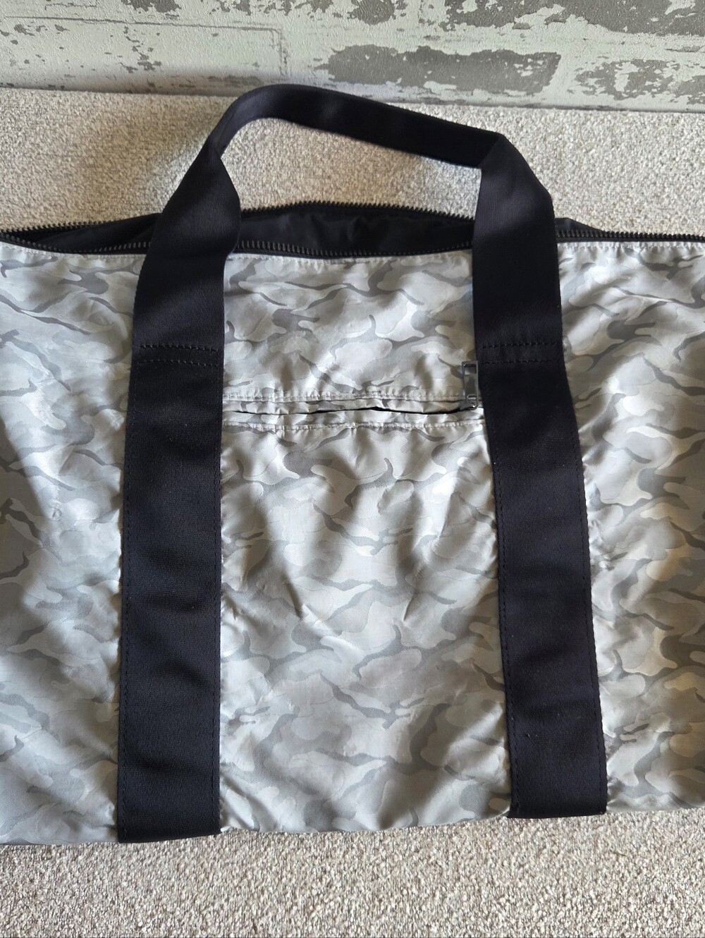 Fabletics Camo Duffle Gym Travel Bag Gray Black